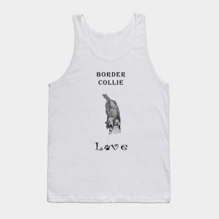 Border Collie Love - Pencil Drawing of Border Collie Tank Top